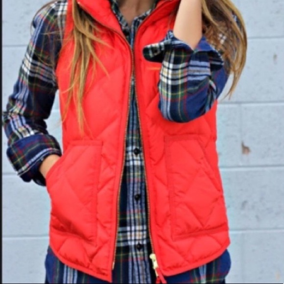 J. Crew Jackets & Blazers - J. Crew red down puffer vest size XS